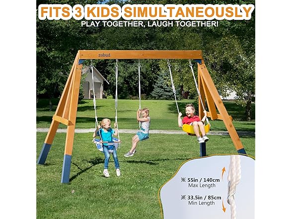 ROBUD 3-in-1 Playground Wooden Swing Sets for Backyard
