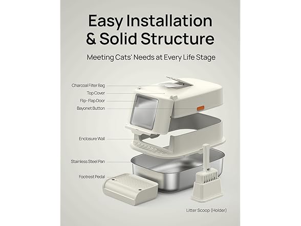 Enclosed Stainless Cat Litter Box