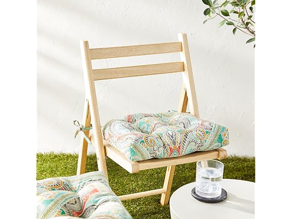 Pillow Perfect Paisley Indoor/Outdoor Chairpad w Ties 2Pk
