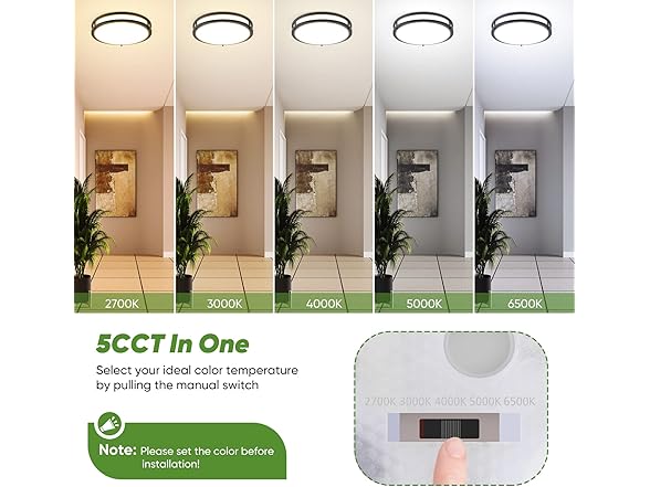 TOBUSA 2-Pack 36W LED Ceiling Lights Black