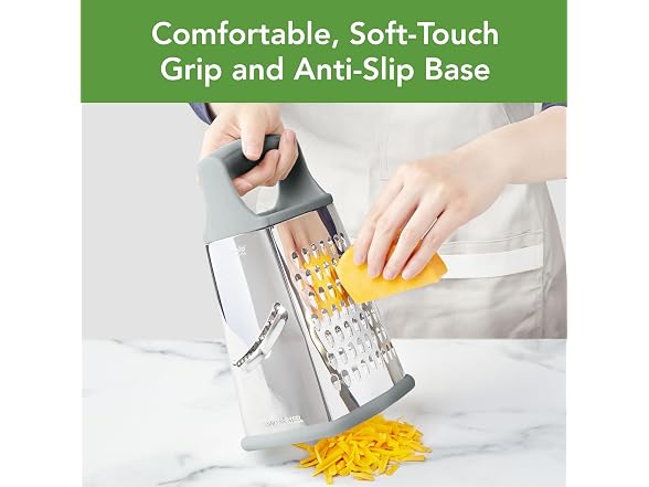 Tovolo Box Grater 4 Sided Large Stainless Steel Cheese Grater Charcoal Gray