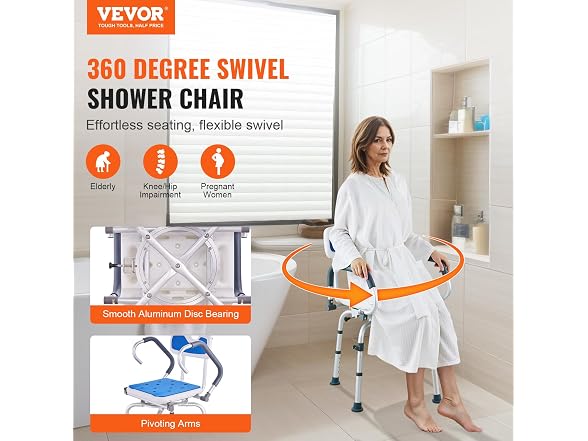 VEVOR Swivel Shower Chair 360 Degree