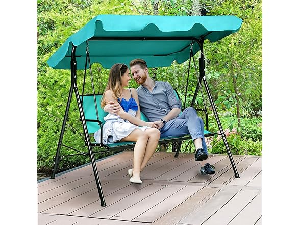 GRAFFY 3-Seat Patio Swing Turquoise