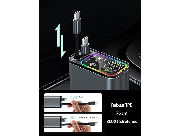 PDMAX Retractable USB Car Charger