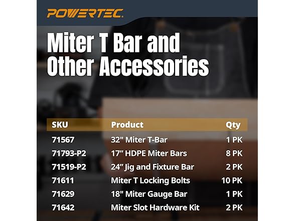 POWERTEC 48" Miter Bar for Table Saw