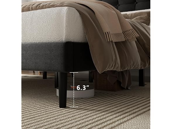 King Platform Bed Frame, Upholstered