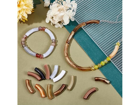 PH PandaHall 154pcs Curved Tube Beads, 11 Color