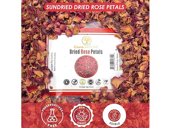 Cure Wid Pure Certified Organic Dried Rose Petals 1 oz