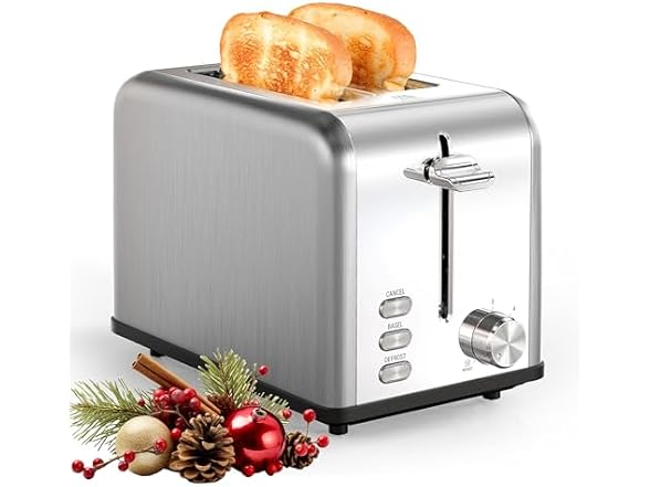 YSSOA 2-Slice Toaster with 6 Browning Setting and 3 Function,