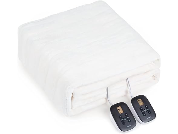 WOOMER White Heated Blanket King Size 100" x 90"