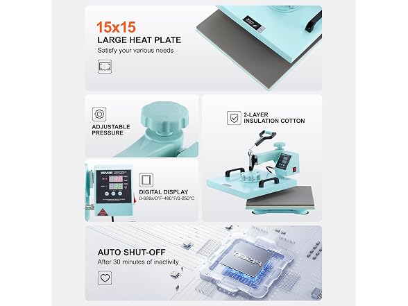 VEVOR 15x15 Heat Press: 8-in-1 Combo for