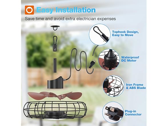 addlon 20in Outdoor Ceiling Fan IP65