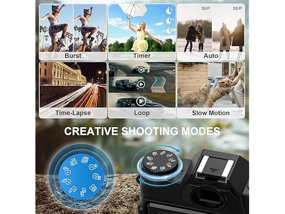 Yatao Digital Cameras for Photography and Vlogging, 6K 64MP Flip Screen, Dual Lens, Microphone for Video, 64GB TF Card, Compact Photo WiFi Camera for YouTube Kit Travel, Beginners (Black) (Open Box)
