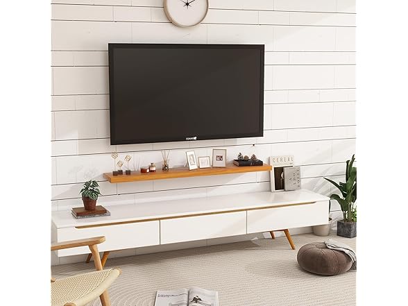 Honey Oak Wood Floating Shelf