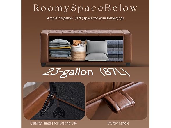 Storage Ottoman Bench, Upholstered