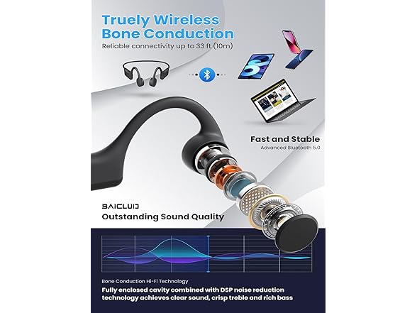 BAICLUD Bone Conduction Headphones