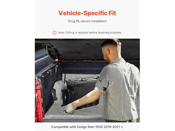 Truck Bed Storage Box, Lockable Lid 2019-2021