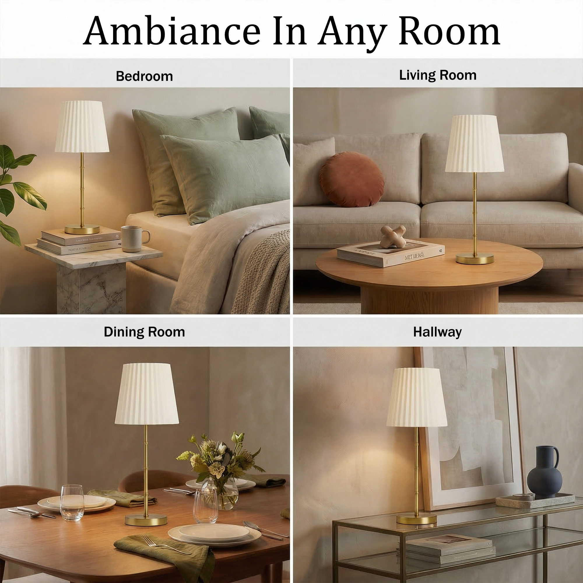Bamboo Stem Pleated Shade Cream Lamp - Gallery 19