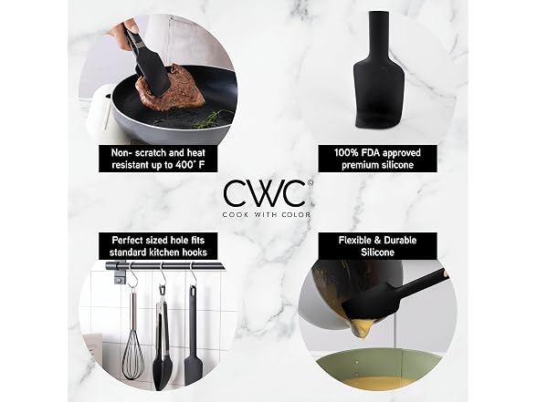 Silicone 3 Pc Utensils Set, Black