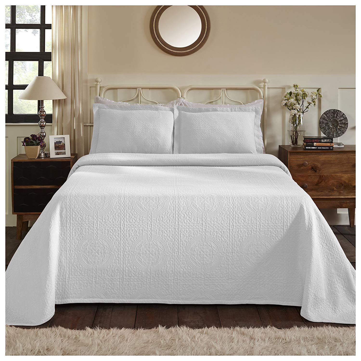 Superior 100% Cotton Medallion Bedspread with Shams - Gallery 20