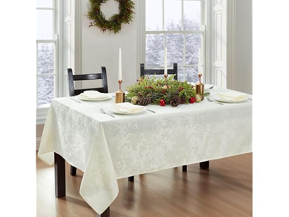 Threadmade Poinsettia Holiday Tablecloth