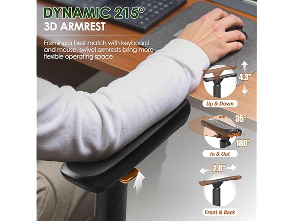 Ergonomic Office Chair, Big and Tall, Grey