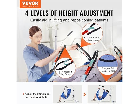 VEVOR Full Body Patient Lift Sling & Commode Opening