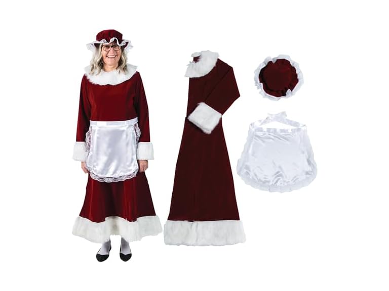 Halco (XL) Burgundy Velvet Mrs. Claus Dress