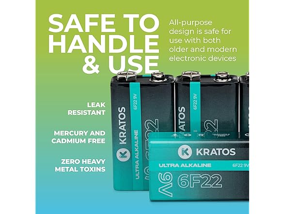 (4 Pack) Kratos Power 9V Alkaline Batteries