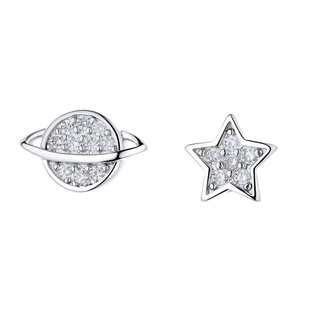 Star and Planet Crystal Stud Earrings - Gallery 3
