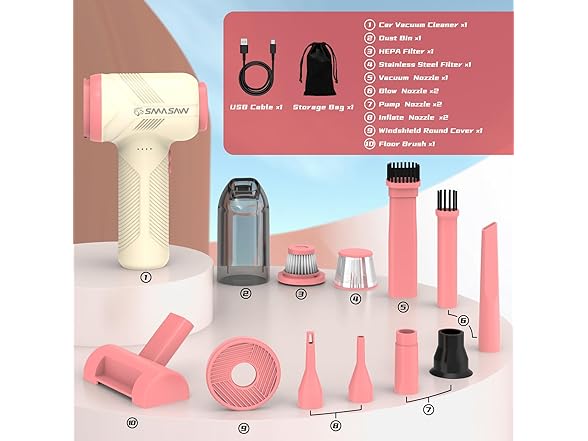 SMASAW 4-in-1 Small Car Vacuum Cleaner