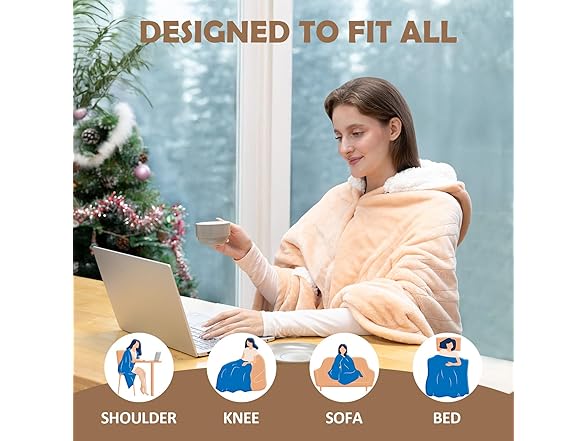 HOW'S MY HOUSE Werable Heated Throw Blanket