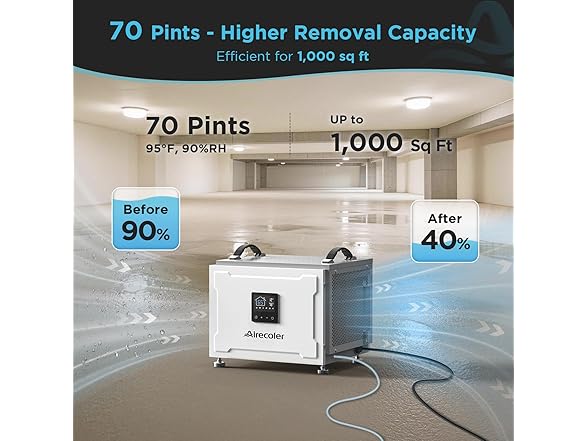 Airecoler 70 Pints Commercial Dehumidifier with Pump