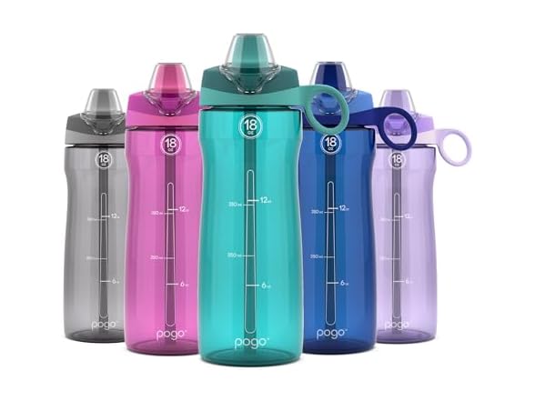 Pogo Bottle with Soft Straw Lid, 18 oz, Teal