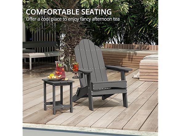Dark Grey Folding Adirondack Chair Set of 4