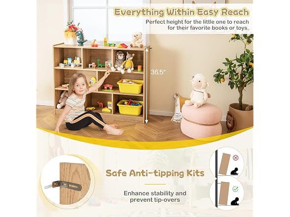 HOMGX Kids Montessori Shelf, 8-Cube Wooden Organizer