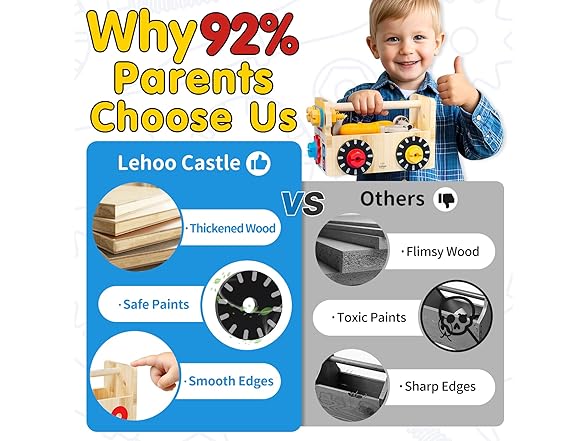 Lehoo Castle Wooden Toddler Tool Bench