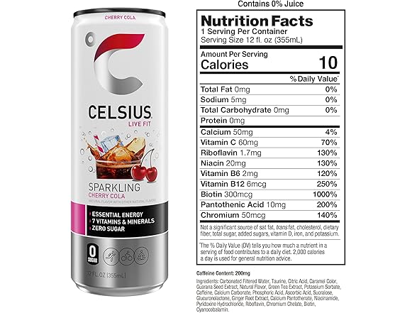 12PK CELSIUS Sparkling Cherry Cola, Energy Drink