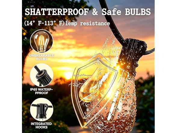 smareal 120FT Outdoor String Lights