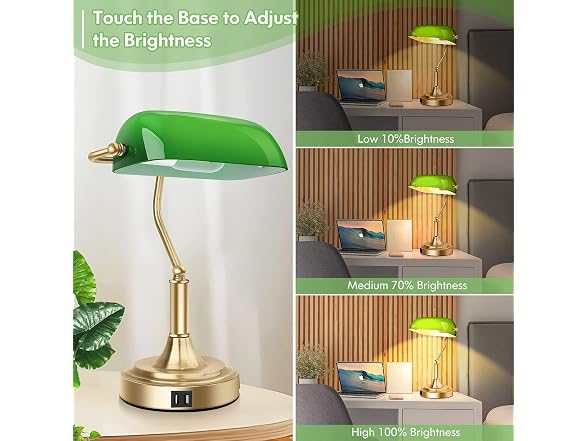 Bankers Lamp with 2 USB Ports