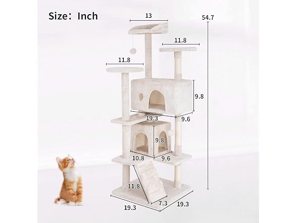 PayLessHere Cat Tree 54in Tower with Cat Scratching Post