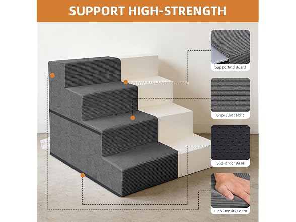 NAPWAYS Dog Stairs for Small Dogs, 18"