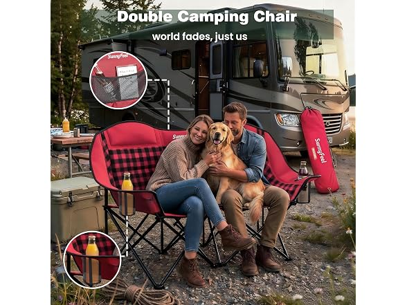 SUNNYFEEL Red Loveseat Camping Chair