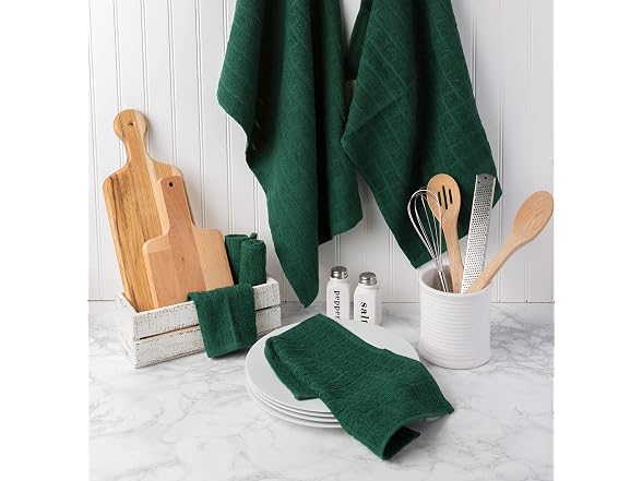 DII Basic Terry Collection Windowpane Dishtowel Set