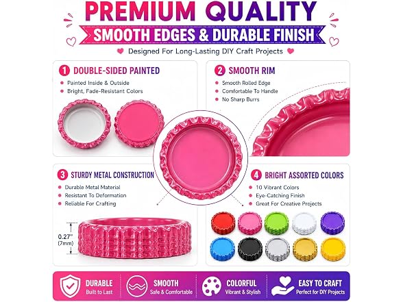 Btl Caps for Crafts 100 Pack Flat Crown Caps - Gallery 6