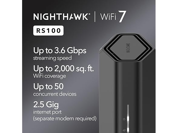 NETGEAR Nighthawk Dual-Band WiFi 7 Router RS100