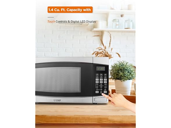 COMMERCIAL CHEF Stainless Steel 1.4 Cubic Foot Microwave