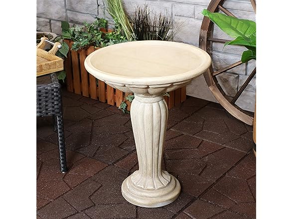 Sunnydaze 20.25” H Concrete Bird Bath Antique White