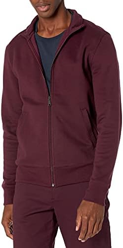 Amazon Essentials Men's Sweatshirt, Mock Neck, Fleece Zip Up, Burgundy, Medium