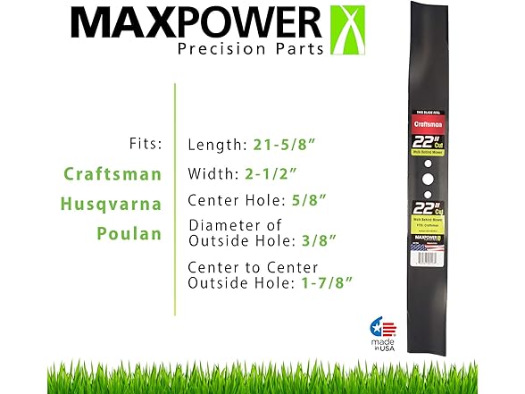 Maxpower 331702S Mower Blade for 22 Inch Cut